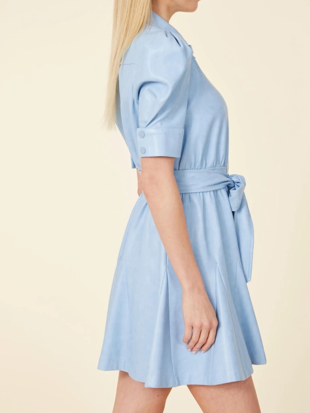 Dolce Cabo Vegan Leather Puff
Sleeve Belted Skate Dress
D20 - Picture 2 of 7